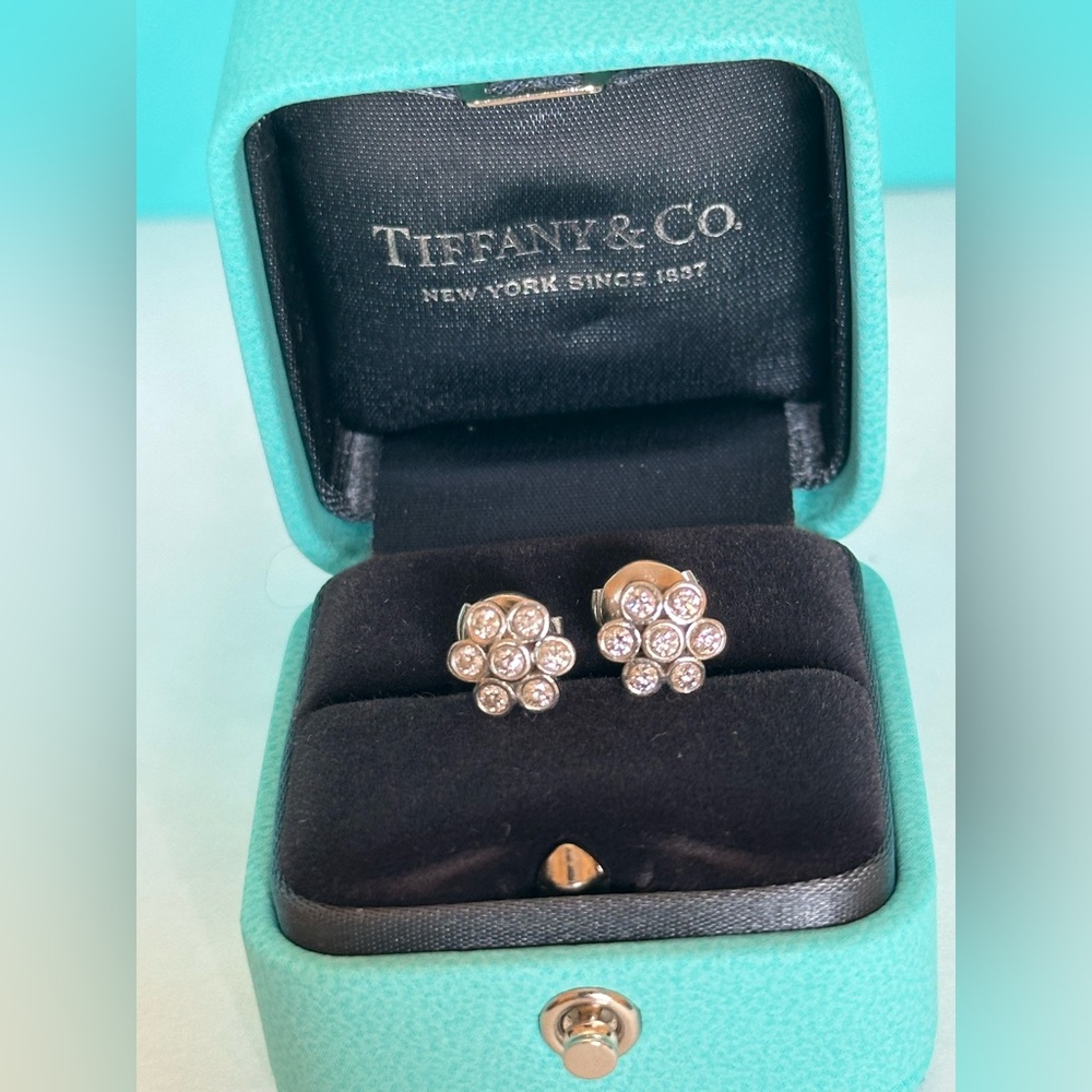Tiffany & Co. Platinum & Diamonds Flower Earrings!!!